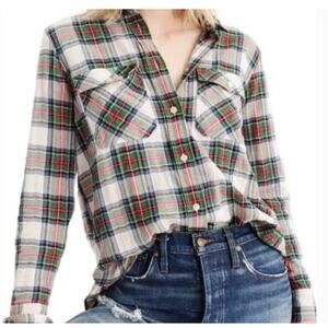 J. Crew White Stewart Tartan Plaid Button Down Shirt Size 8